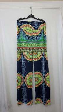Vicabo Women's Size M Multi-Color Paisley Print Wide Leg Palazzo Pants